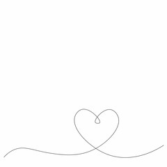 Love heart one line drawing. Vector illustration