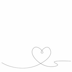 Love heart ontinuous one line drawing. Vector illustration