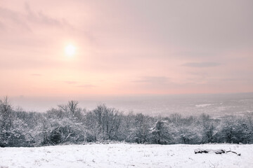 View on Vienna on a winter morning from the 