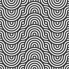 Abstract seamless. Seamless braided linear pattern, wavy lines. Endless striped texture with winding elements. Vector geometric monochrome background.