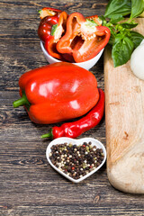 pepper spices on the kitchen table