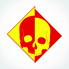 human skull hald shape stylized  color logo