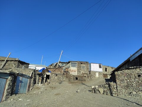 Khinalug ancient Caucasian village located in Azerbaijan mountains