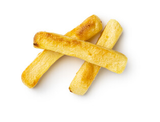 Fototapeta na wymiar Big french fries. Fried potato chips.