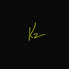 Kz handwritten logo for identity black background