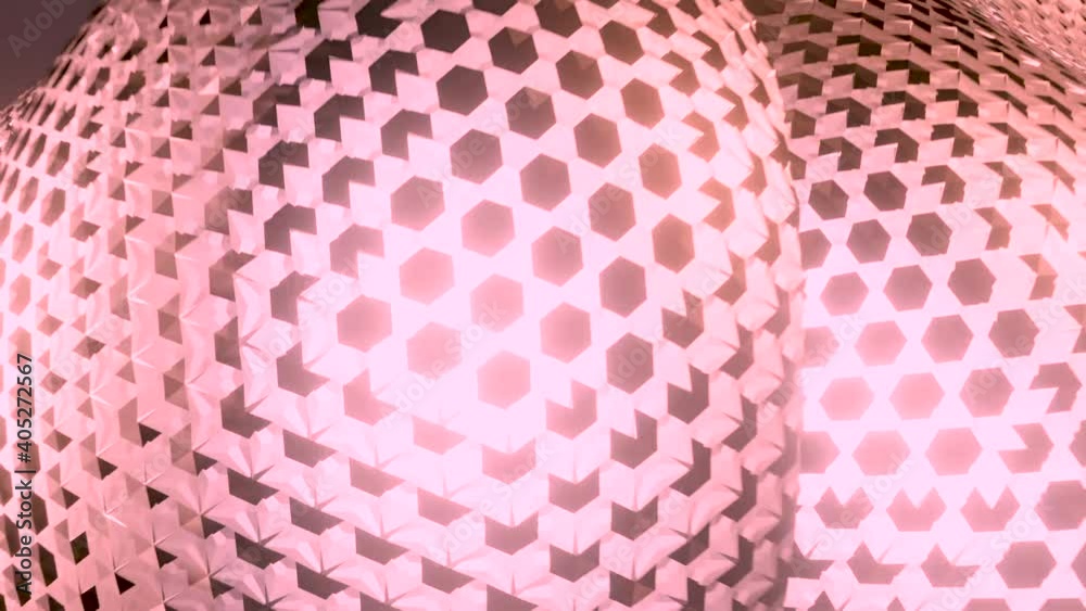 Poster pink infinite loop simple background animation ,diamond abstract holographic shape .