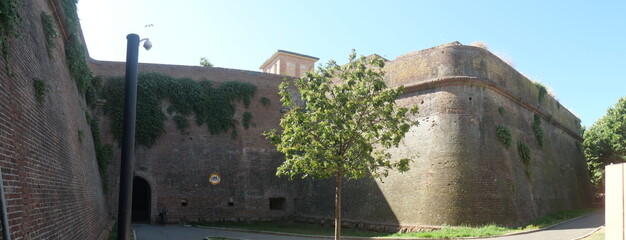 Panorama of the Walls from the rear of the gateway of Cassero del Sale in Piazza D'armi of Grosseto