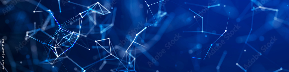 Poster polygonal background with dots and lines. network connection structure. science and technology. 3d