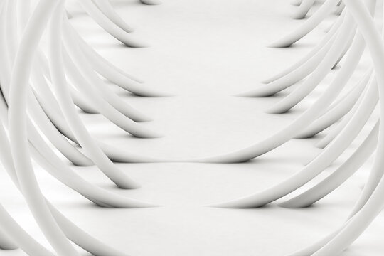 Studio shot of white arched tubes