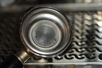 benutztes Kaffeesieb