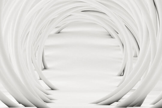 Studio shot of white arched tubes