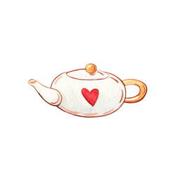 ceramic tea pot with red heart