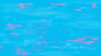 Blue and pink acrylic paint background. Canvas with smudge brush strokes. Texture for creative design.