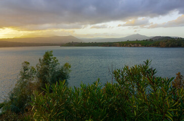 Sunset over the lake