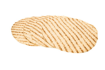 Grilled pitta bread isolated on white background.