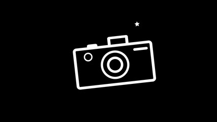 Camera Icon on black background, button collection original illustration.