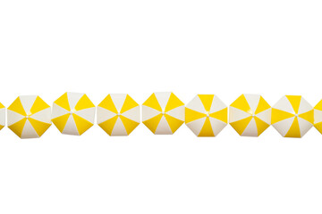 Yellow umbrellas on a white background.