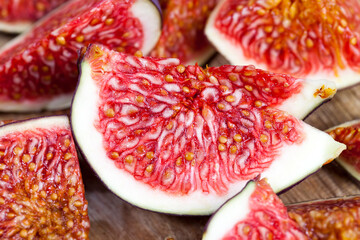 sliced fruit of ripe figs