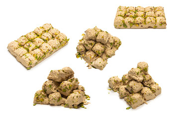 Halva with pistachios isolated.