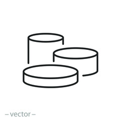 pedestal or platform for award ceremony, winner podium icon, success presentation stage, circular arena, isolated line symbol on white background - editable stroke vector illustration