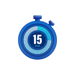 Icon of a timer with 15 minutes on the white background. Vector illustration.