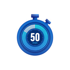 Icon of a timer with 50 minutes on the white background. Vector illustration.