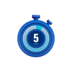 Icon of a timer with 5 minutes on the white background. Vector illustration.