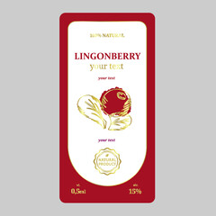 alcohol label lingonberry packaging bottle