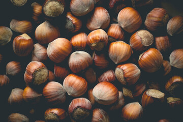 Whole hazelnuts background
