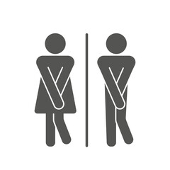 funny icons of male and female restroom. black silhouettes of people.