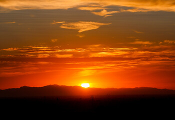 Sunset with partial clouds