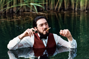 Man smoking a cigar 