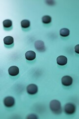  Spirulina algae tablets.Dietary supplements. Spirulina pills set.Super food. Healthy organic seaweed.Healthy lifestyle. Food product.Dry algae tablets