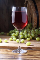 Still life with white wine and grapes