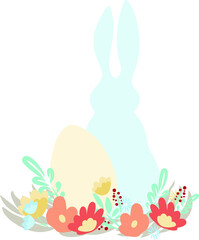 Happy Easter vector illustrations of bunnies , rabbits hares icons decorated with flowers on a white background