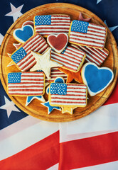 Homemade cookies in the shape of the American flag - Happy flag day USA	
