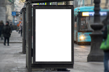 Light box mockup at a bus stop