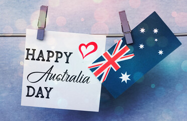Happy Australia Day message greeting written card , Celebrate Australia-Day holiday on January 26