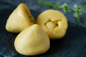 Chinese cornbread, Wotou, steamed ban close up.