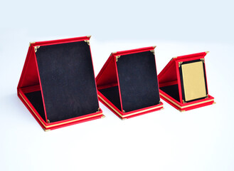 Three Red Blank Plaque isolated on a background