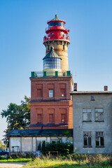 Beautiful view of famous Kap Arkona lighthouse in summer, island of Ruegen, Baltic Sea, Germany