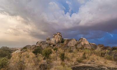 Cloudy sunset at Los Barruecos, Extremadura, Spain