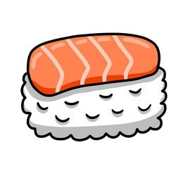 Stylized Cartoon Yummy Rice Salmon Sushi