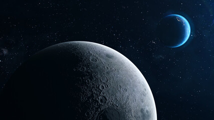 Beautiful planet Earth from space. 4K rotating animation. Clip contains space, planet, galaxy, stars, cosmos, sea, earth, globe. 3D Render animation. Images from NASA © Leo Viktorov