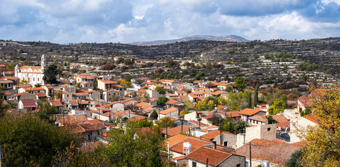 Fototapeta premium Mountain village of Lofou at Troodos mountain in autumn in Cyprus