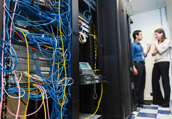 IT support technicians in server room