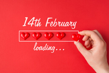 14 february coming concept. Close up view photo of female hands putting small heart in a live isolated bright color background