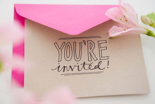 Close up of invitation card