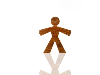 Studio shot of wood grain stick figure