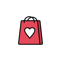 
Bag with handles. Flat Icon Vector